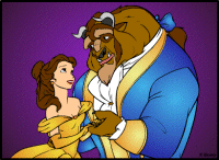 A coloring page of beauty and the beast
